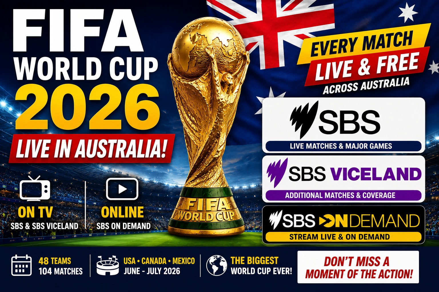 FIFA World Cup 2026 LIVE in Australia 🇦🇺 SBS • SBS VICELAND • SBS On Demand