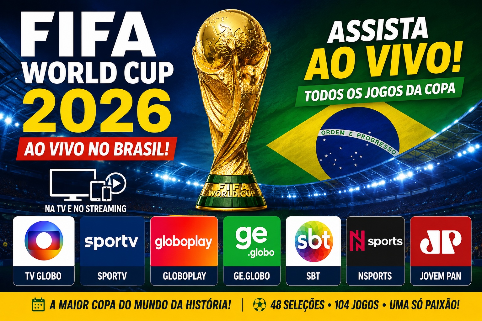 FIFA World cup 2026 Brazil TV channels Broadcaster guide to stream live