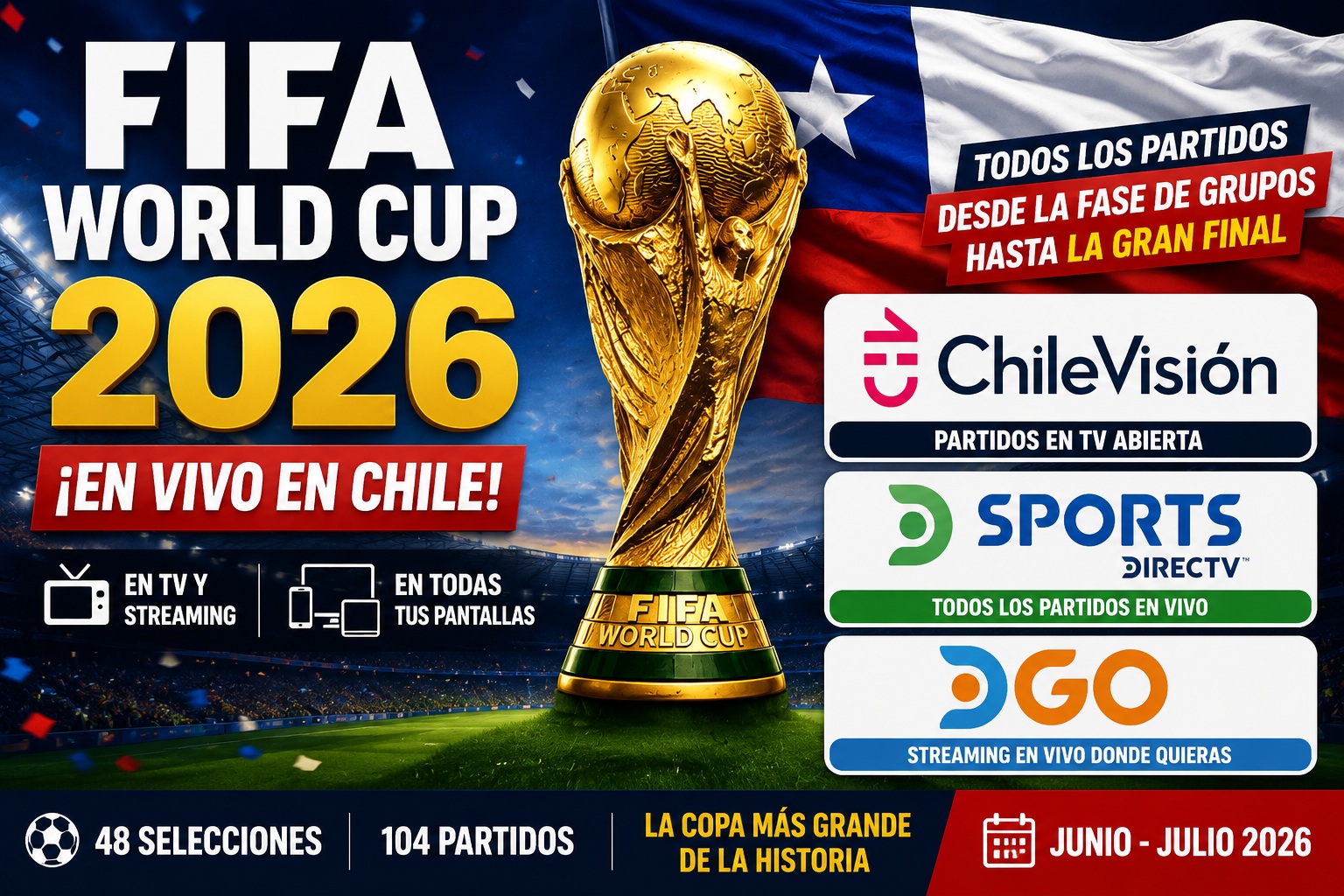 FIFA World cup 2026 Chile TV channel Broadcaster for stream live